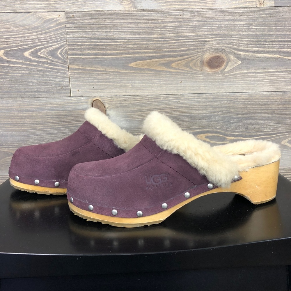 Ugg Purple Suede Shearling Lined Clogs - image 2